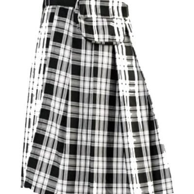 Black Pistol Kilt - Short Kilt Tartan Black-White
