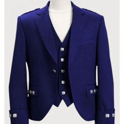 Blue Argyll Jacket And Vest With Five Button’s