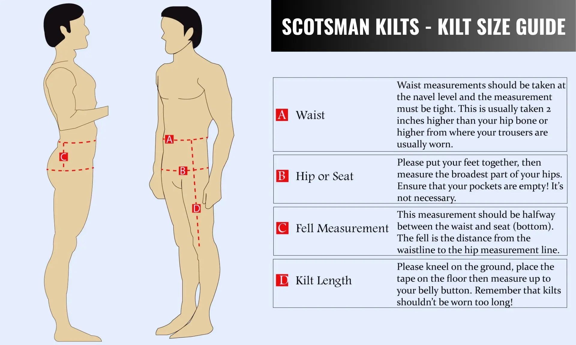 Kilt Size Guide