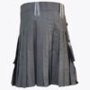 Black Cotton Utility Kilt With Leather Straps