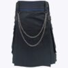 Black Modern Utility Kilt With Silver Chain