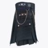 Black Modern Utility Kilt With Silver Chain