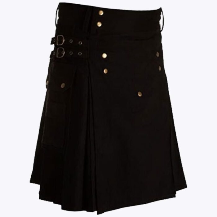 Black Utility Kilt Straps Style With Cargo Pockets