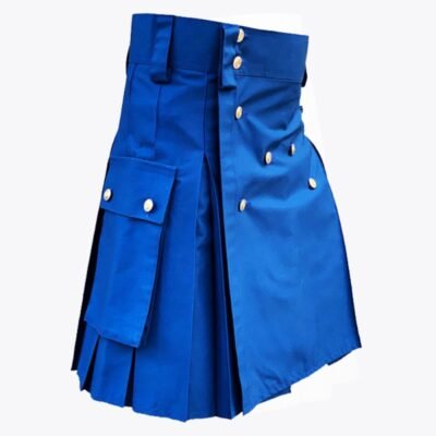 Deluxe Blue Utility Kilt For Mans