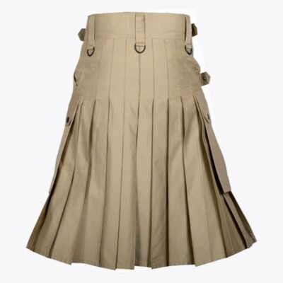 Khaki Utility Kilt with Cargo Pockets