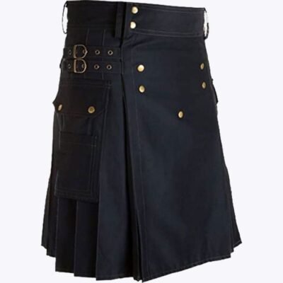 Navy Blue Utility Kilt & Straps Style With Cargo Pockets
