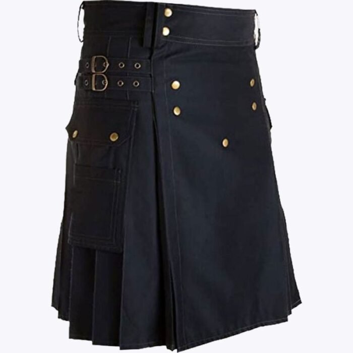 Navy Blue Utility Kilt & Straps Style With Cargo Pockets