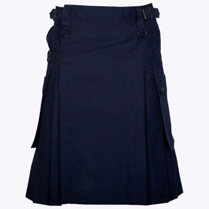 Navy Blue Utility Kilt with Cargo Pockets