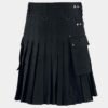 Black Utility Kilt With Leather Straps
