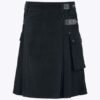 Black Utility Kilt With Leather Straps